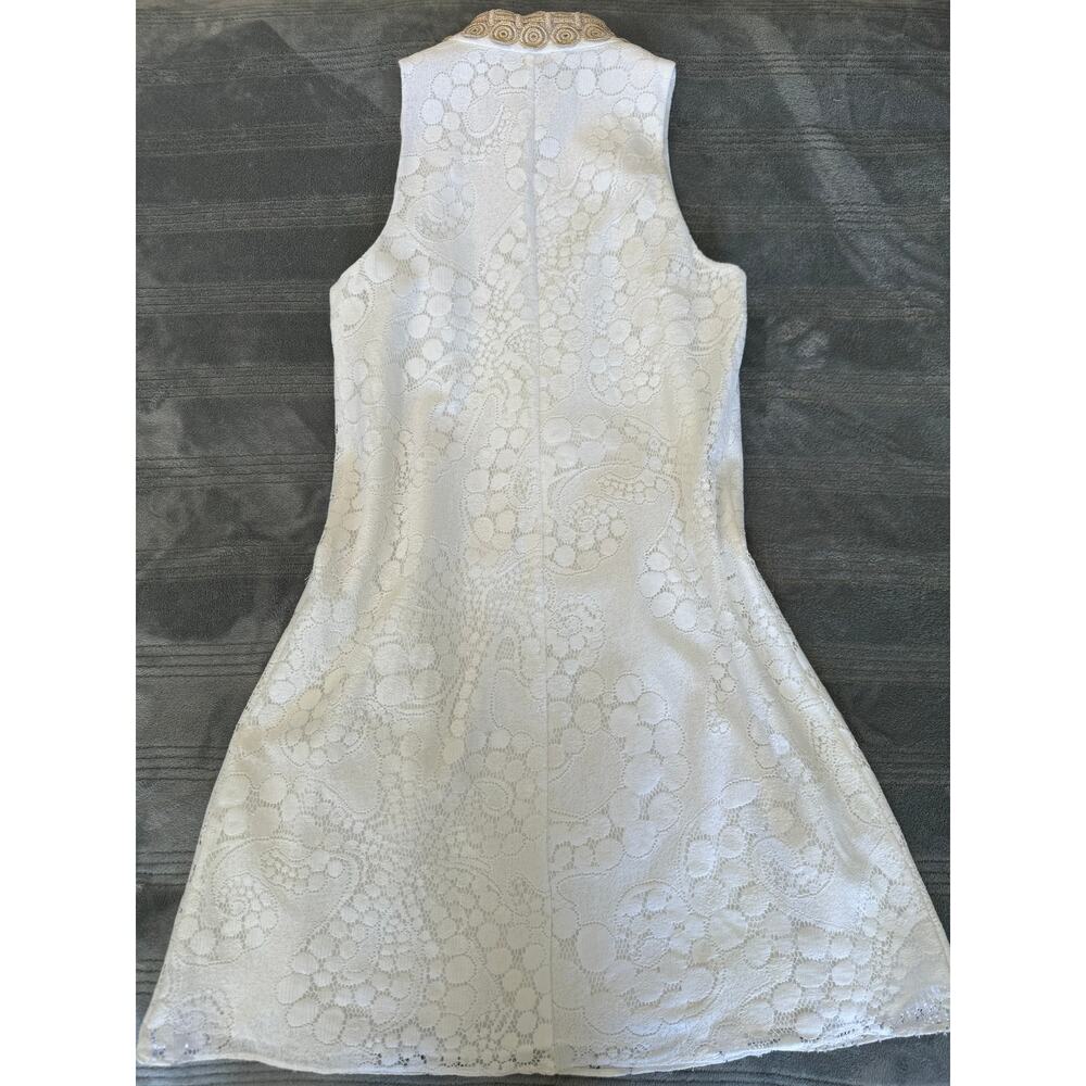 Lilly Pulitzer Jane Shift Dress White Mocean Lace Gold Trim Sleeveless Womens 00 - Picture 11 of 14